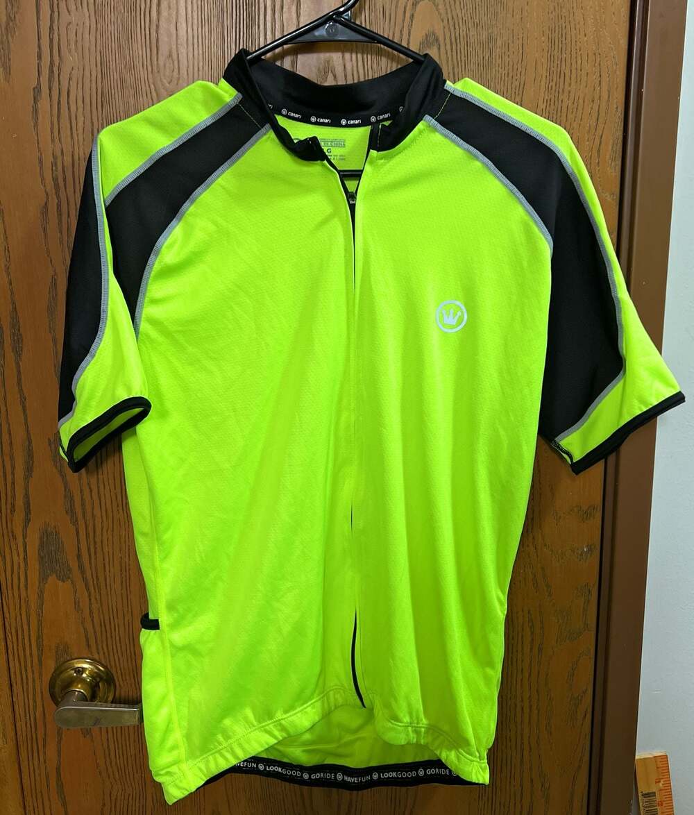 Canari Men's Short Sleeve Full Zip Cycling Jersey Neon Yellow and Black